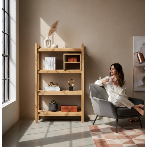 REGAŁ NA KSIĄŻKI  DREWNO LITE DĄB JESION OLCHA RNK-22